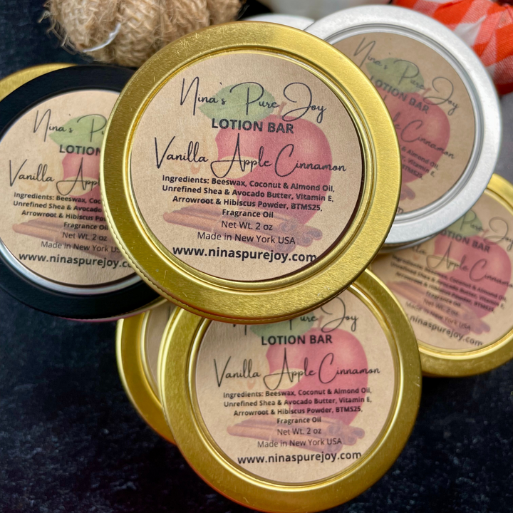 Apple Vanilla Cinnamon Solid Beeswax & Shea Butter Moisturizing Lotion Bar