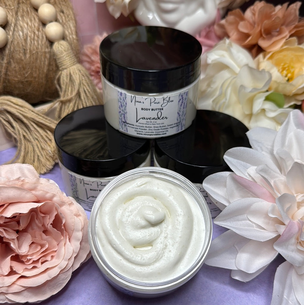 Lavender Shea Butter All-Natural Moisturizing Body Butter for Eczema Dry Skin, Herbal Infused - Nina's Pure Joy