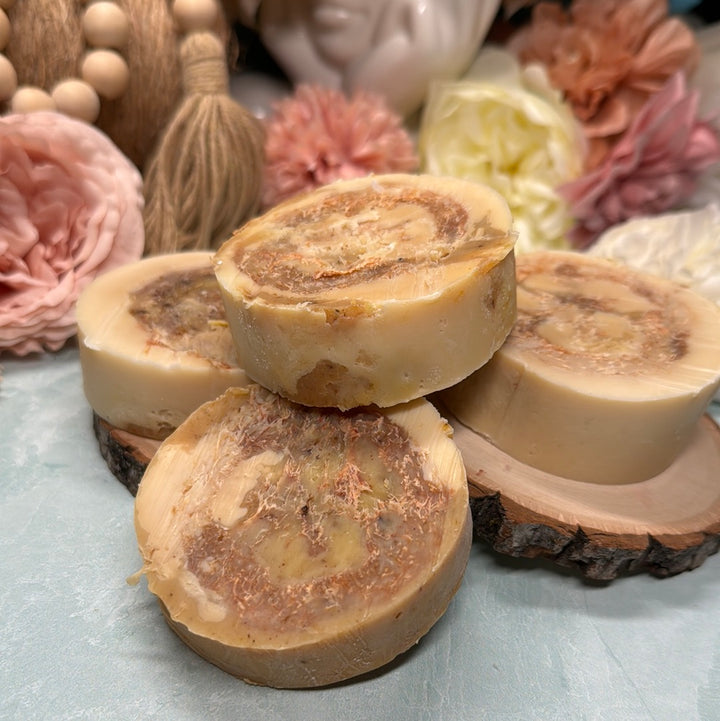 Turmeric Calendula Sage & Vetiver Loofah Round Shea Butter Artisan Soap