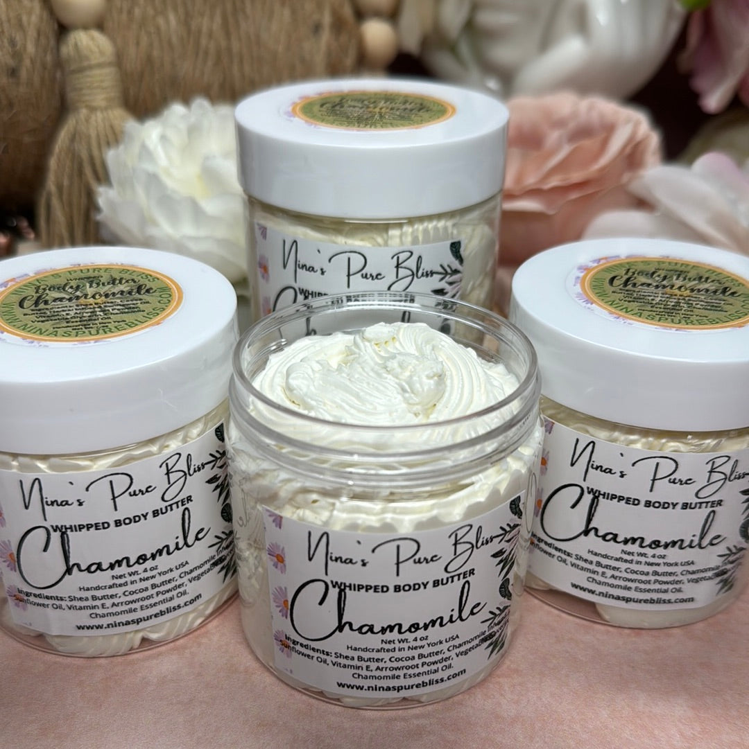 Chamomile Shea Butter All-Natural Moisturizing Whipped Boby Butter for Eczema Dry Skin, Herbal Infused - Nina's Pure Joy