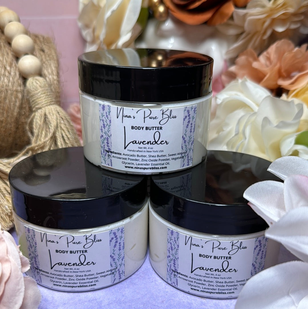 Lavender Shea Butter All-Natural Moisturizing Body Butter for Eczema Dry Skin, Herbal Infused - Nina's Pure Joy