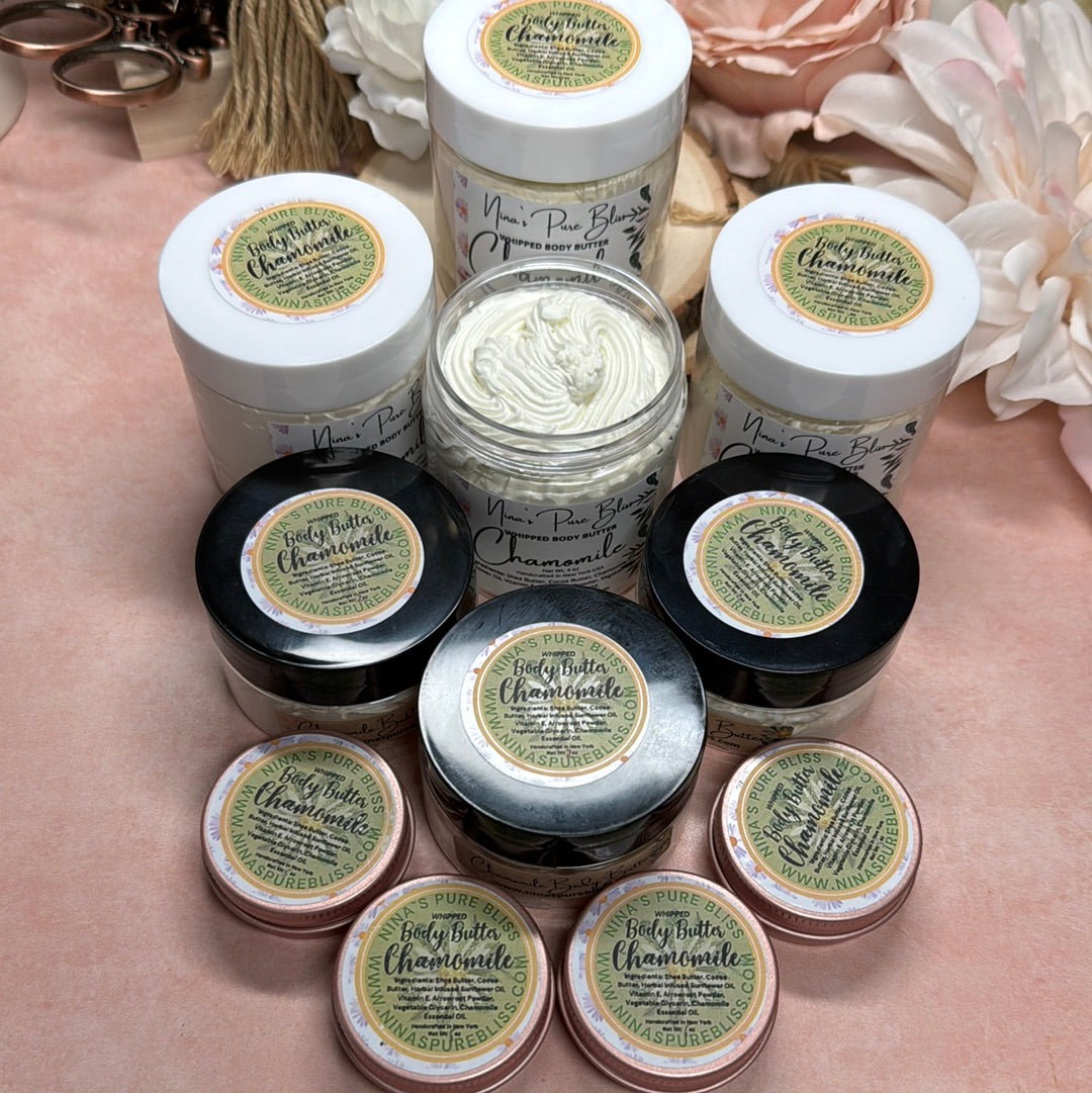 Chamomile Shea Butter All-Natural Moisturizing Whipped Boby Butter for Eczema Dry Skin, Herbal Infused - Nina's Pure Joy