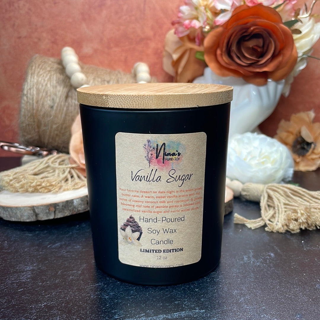 Vanilla Sugar Soy Candle for Relaxing Meditation, Aromatherapy & Gift