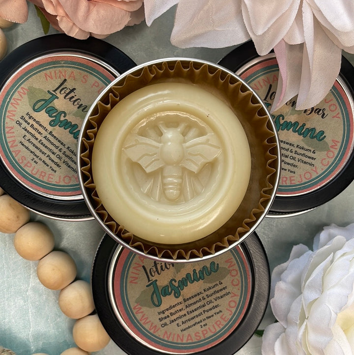 Jasmine Solid Beeswax & Shea Butter All-Natural Moisturizing Lotion Bar for Eczema Dry Skin