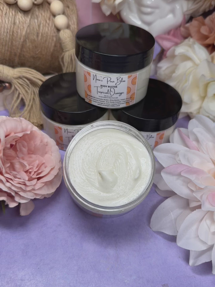 Tropical Orange Shea Butter All-Natural Moisturizing Body Butter for Eczema Dry Skin, Herbal Infused