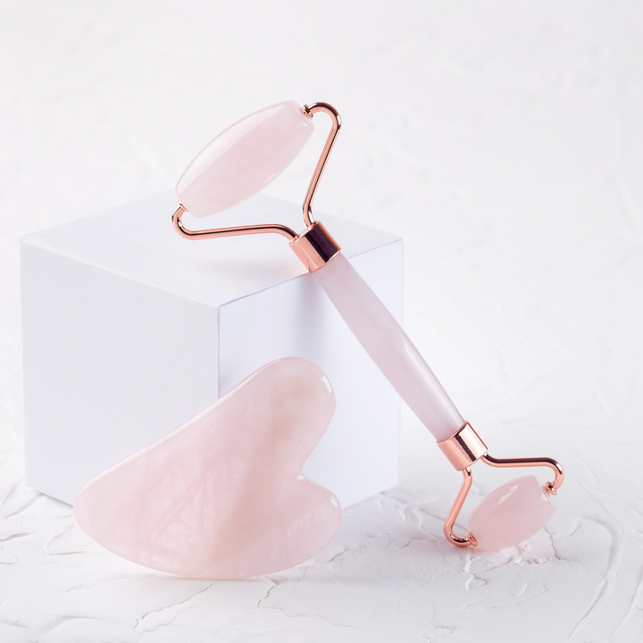 Anti Aging Rose Quartz Face Roller Massager & Guasha Tool