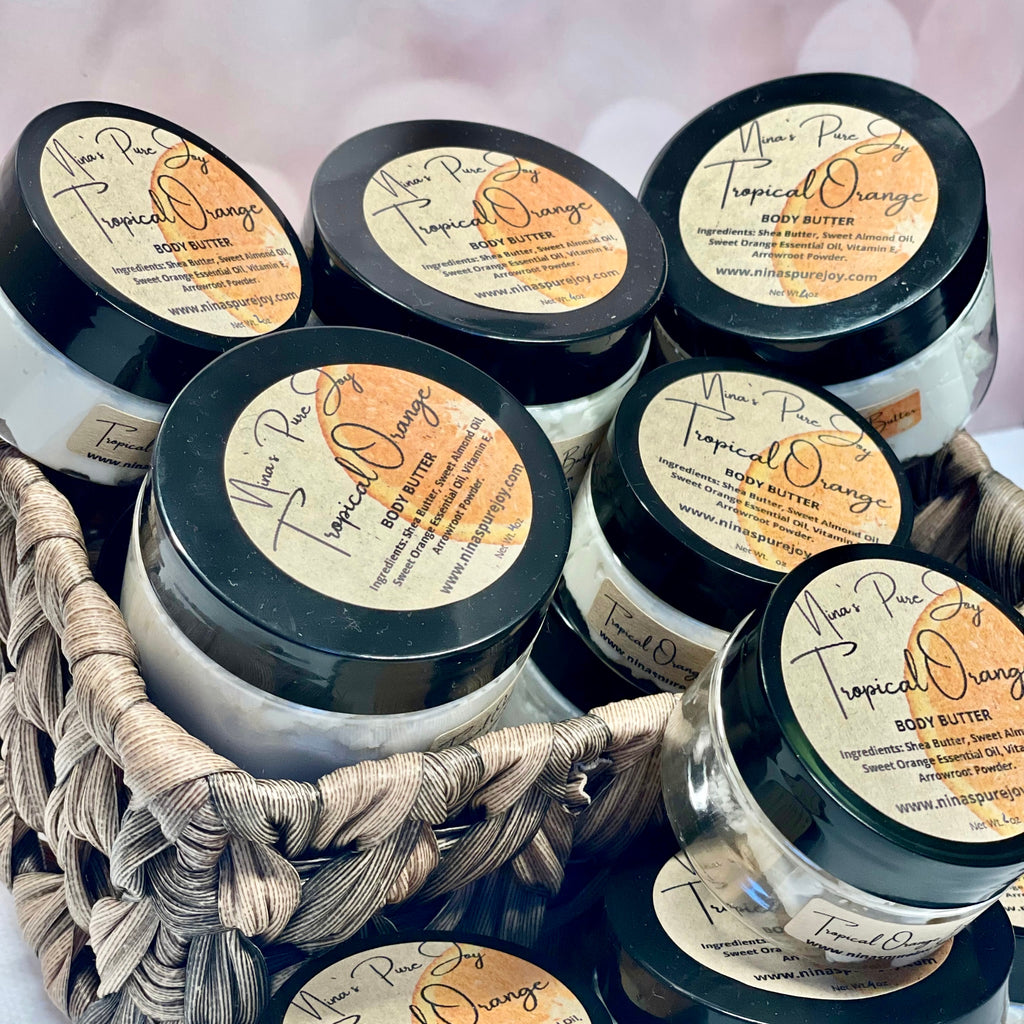 Tropical Orange Shea Butter All-Natural Moisturizing Boby Butter for Eczema  Dry Skin, Herbal Infused